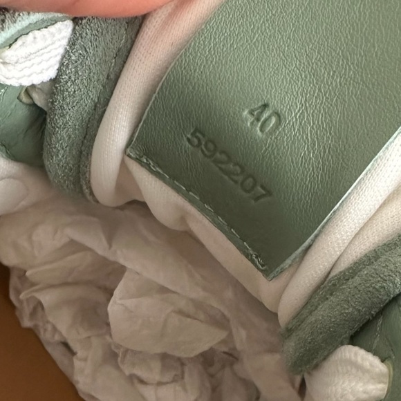 Loewe Women's Flow Logo Leather Trim Suede Sneaker - Pistachio Green 40 EU 10 US - Picture 11 of 15